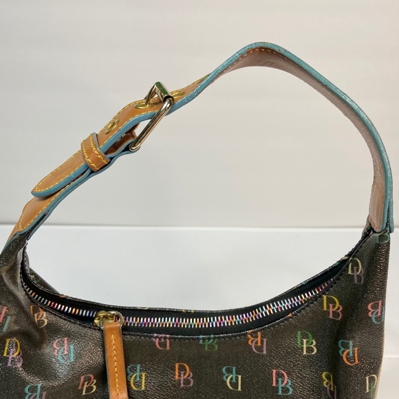 VINTAGE Dooney & Bourke MULTICOLOR COLORFUL Monogram  MINI Hobo AUTHENTICATED - Picture 5 of 13